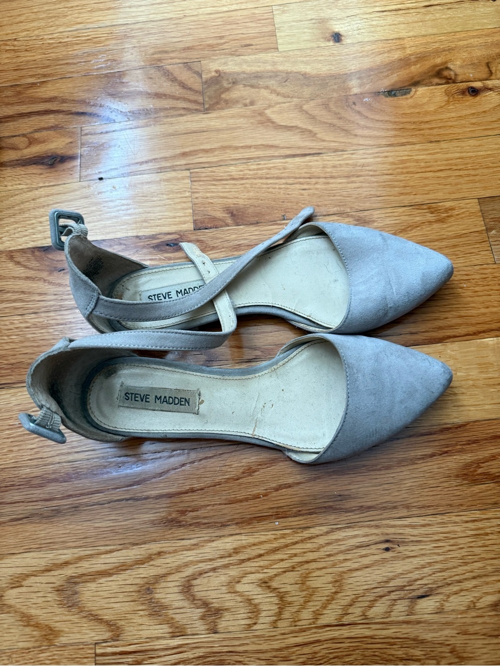 Steve Madden Light Gray Suede Pointed D'Orsay Flats